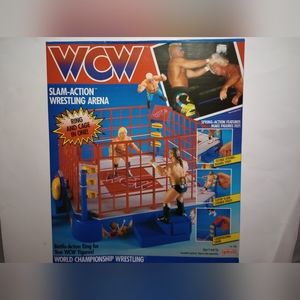 WCW Galoob Slam Action Wrestling Arena Figure Ring with Box Cage never opened